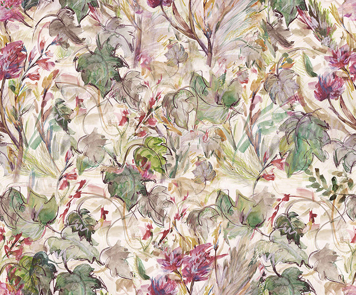 Painterly Ivy Leaves Wallcovering