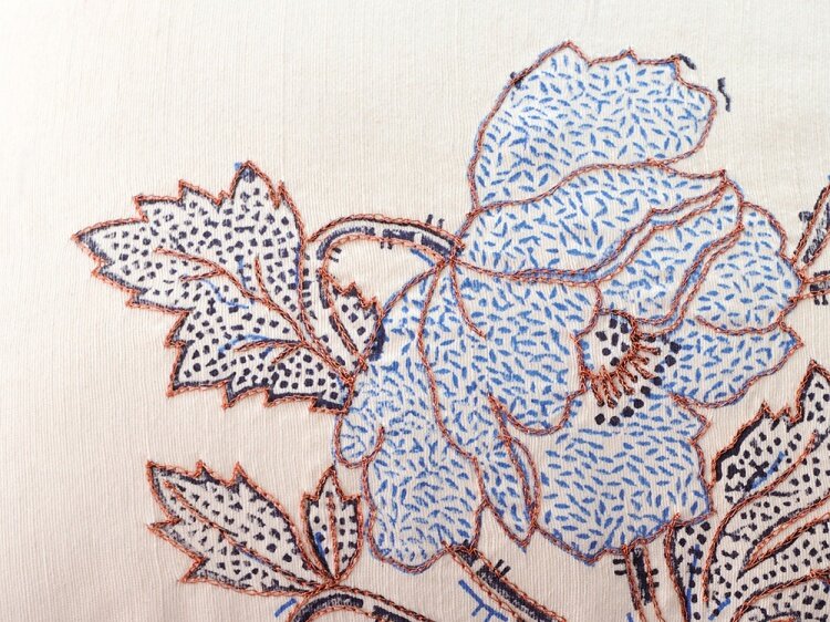 Blue Lana Embroidered Textile