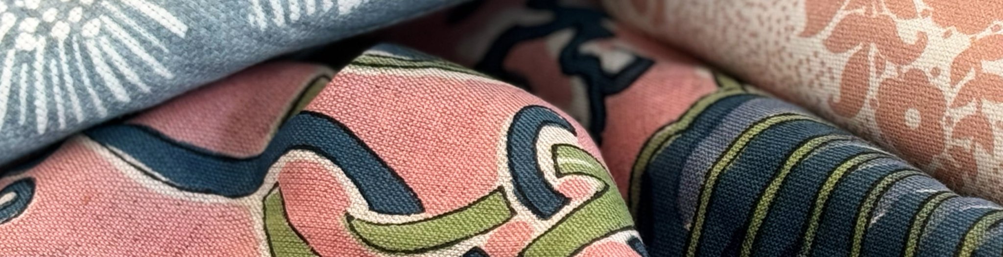 A curation of blues and pinks for Libra season. Textiles from Maresca, Tulu, and Rhinne come together for the perfect scheme for the season.
