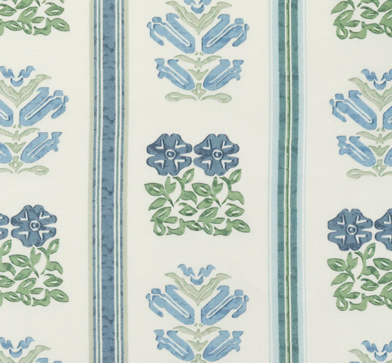 Folkloric Floral Stripe Dual Use Printed Linen Textile
