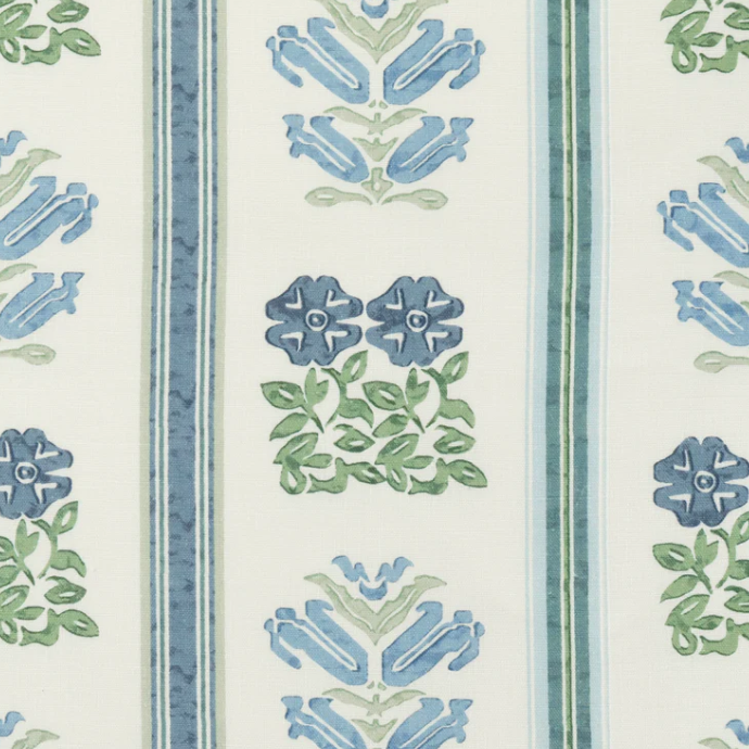 Folkloric Floral Stripe Dual Use Printed Linen Textile