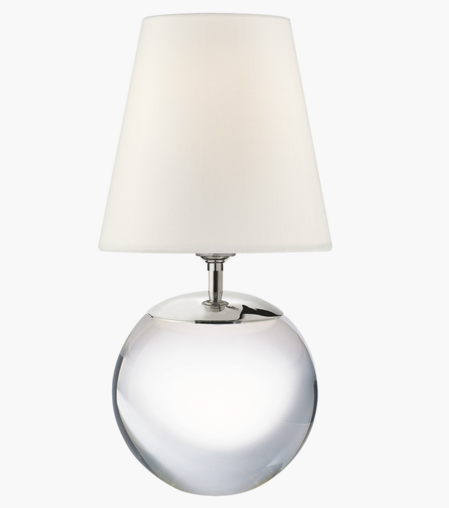 Terri Large Round Table Lamp in Crystal with the linen shades  (TOB 3023CG-L)