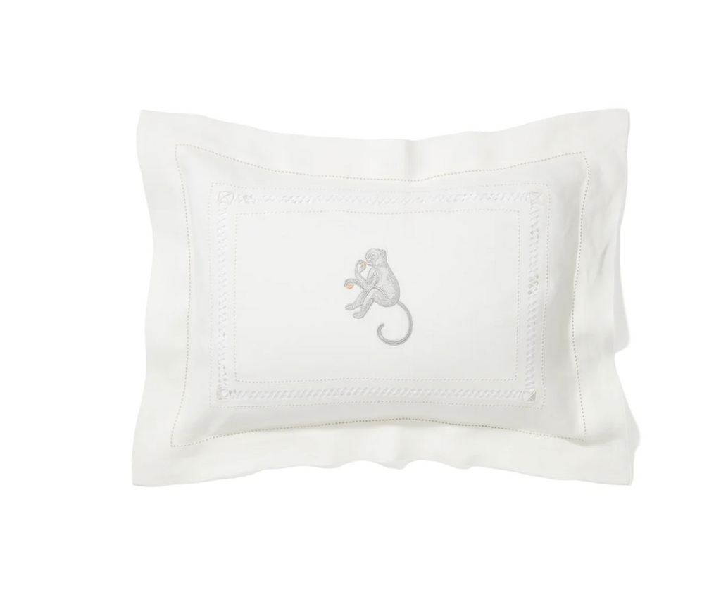 Boudoir Pillow with Diamond Stitch and Monkey Embroidery