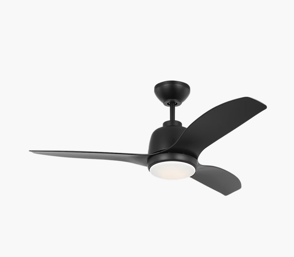Avila Coastal 44" LED Ceiling Fan in Midnight Black Housing with Midnight Black Blades (3AVLCR44MBKD)