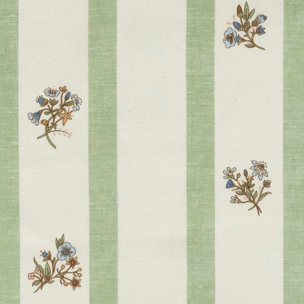 Flax and Field Posy Stripe Dual Use Printed Linen Textile