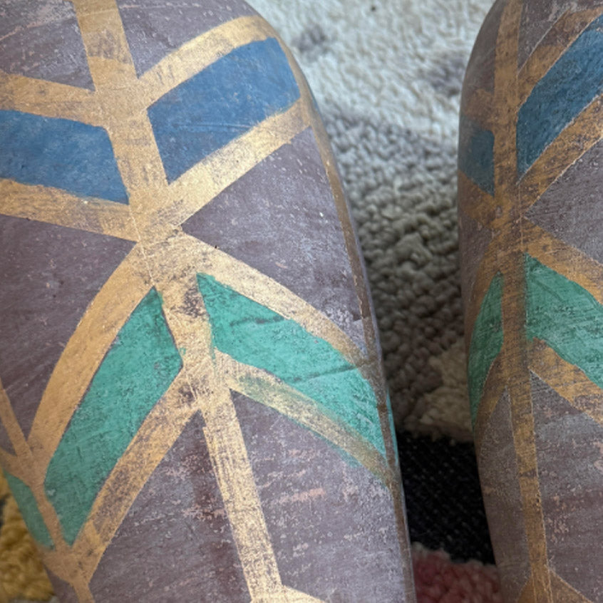 Geometric Painted Vases, Set of 2