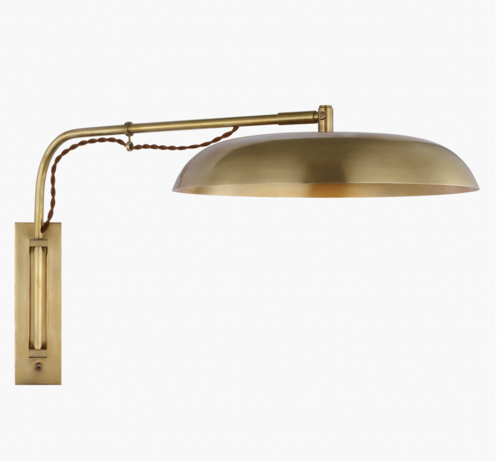 Cyrus Medium Articulat in Hand-Rubbed Antique Brass and white glass