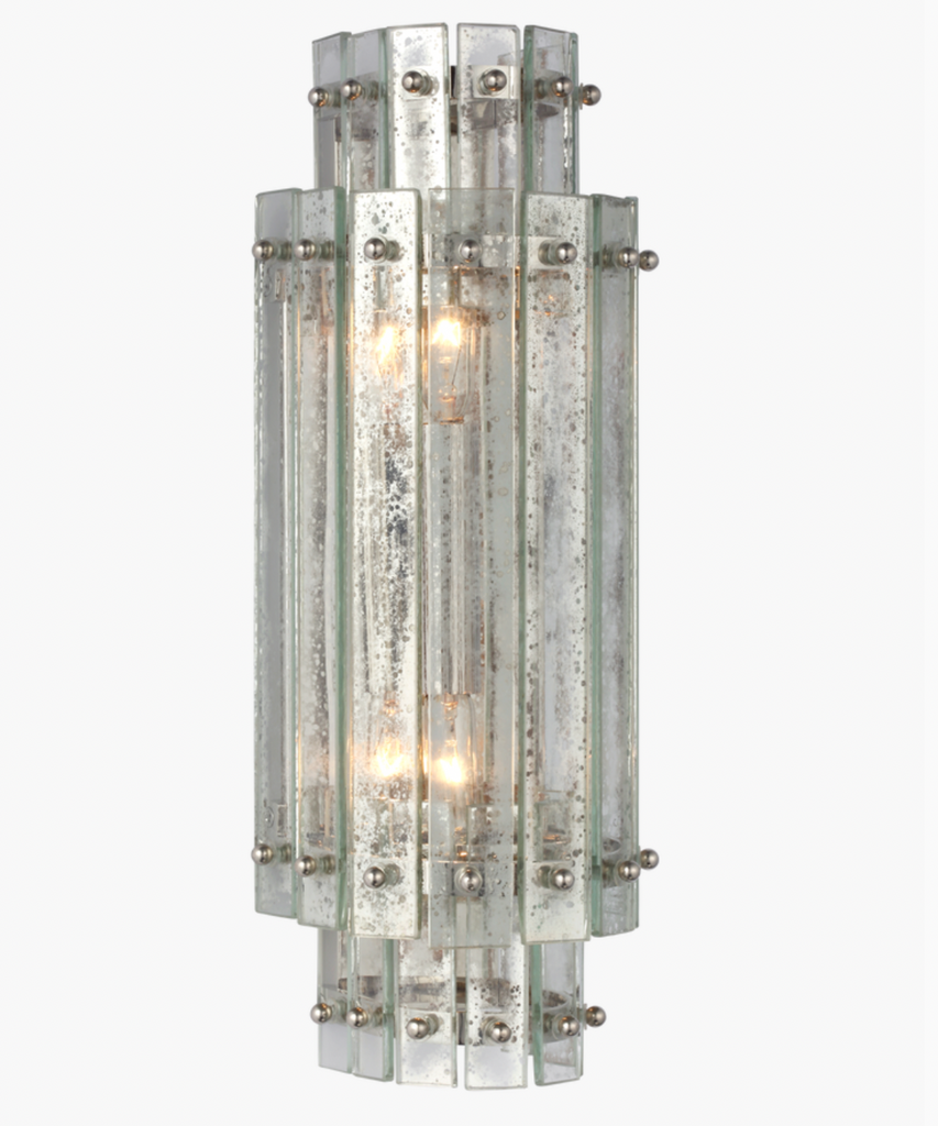 Cadence Small Tiered Sconce in Polished Nickel with Antique Mirror